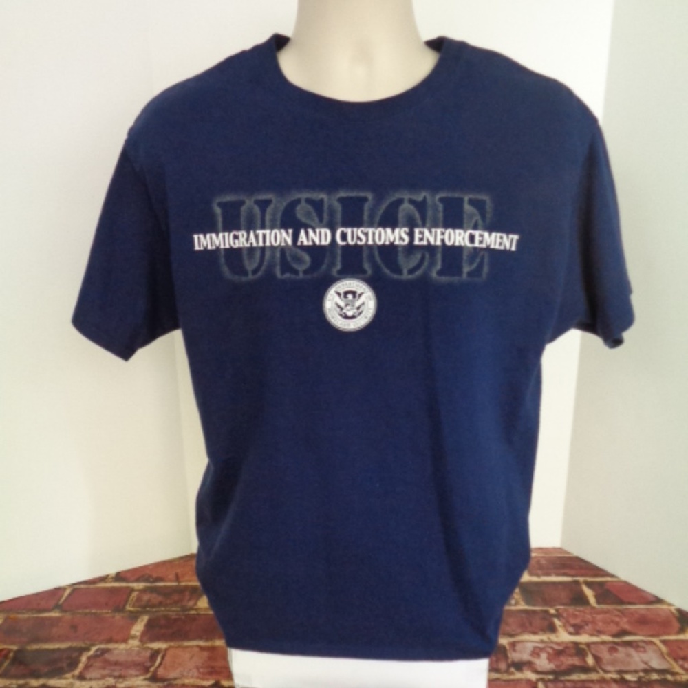Imigration Customs Enforcement Blue Tee Mens L